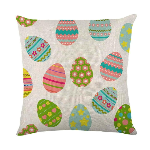Cobowsici Easter Pillow Covers 18 X 18 Inch Easter Bunny Egg Floral