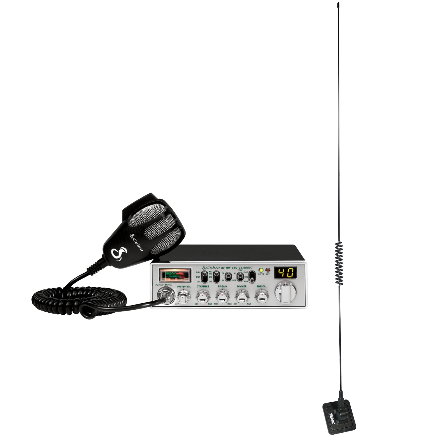 Cobra 29NW Classic CB Radio (Instant Channel 19) & TRAM 1198 Glass Mount CB with Weather-Band Mobile Antenna - image 1 of 2