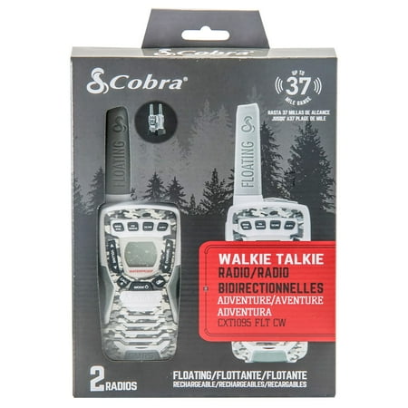 Cobra 37-Mile Floating Walkie Talkie 2 Pack Radio Set, Camo White