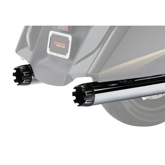 Cobra 4" Chrome Slip-On Mufflers w/Black Dual Cut Tip (1219)