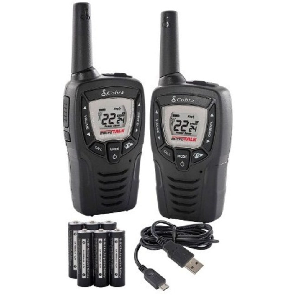 Cobra Acxt345 23mile 2way Walkie Talkie With Radio 2 Pack Black