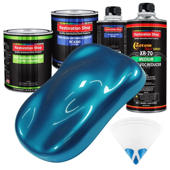 Cobra Blue Metallic Quart Kit Low VOC URETHANE BASECOAT Car Auto Body Paint Kit