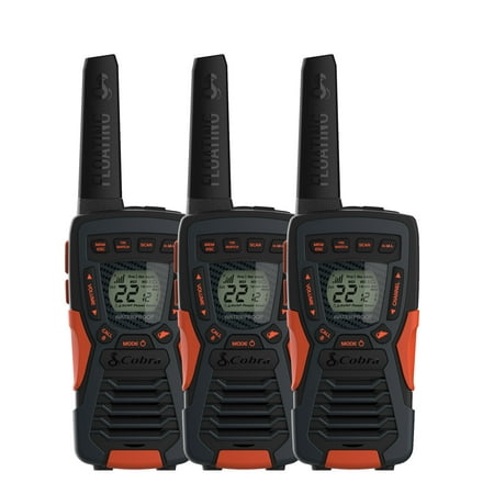 Cobra CXT1095 3PH Emergency Two-Way Radios (3-Pack) IP67 Certified Waterproof Walkie Talkies, up to 40 Mile Range & 22 Channels and NOAA Weather Channels