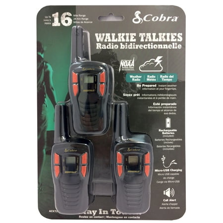Cobra - MicroTALK 16-Mile, 22-Channel FRS/GMRS 2-Way Radios (3-Pack) - Red/Black