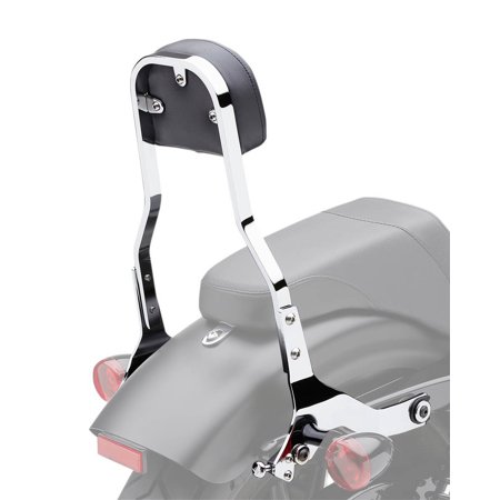 Cobra Detachable Chrome 14" High Backrest Kit w/Squared Black Pad (602-2041)