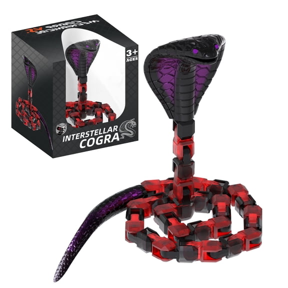 Cobra Fidget Block Toys for kids, Simulation Building Block Animal Fidget Spinner, Jointed Transformation Sensory Toy for Boys & Girls Ages 3+