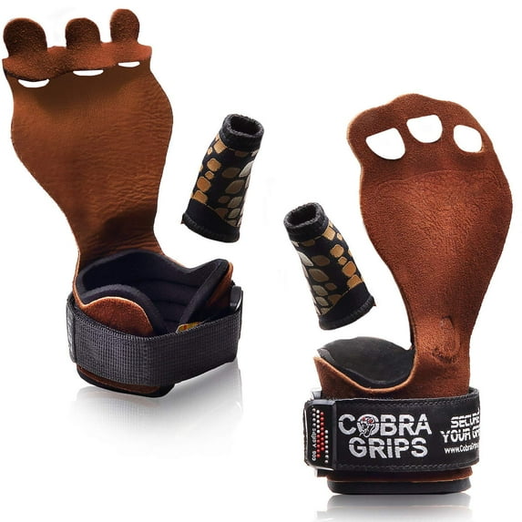 Cobra Grips Cross Training Grips Best Gymnastics Grips Keep Your Hands Free From Blisters & Callouses Pullups Weight Lifting Chin Ups, Brown - Small