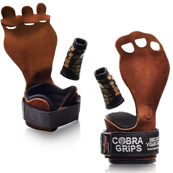 Cobra Grips Cross Training Grips Best Gymnastics Grips Keep Your Hands Free From Blisters & Callouses Pullups Weight Lifting Chin Ups, Brown - Small