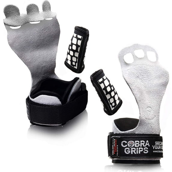 Cobra Grips Cross Training Grips Best Gymnastics Grips Keep Your Hands Free From Blisters & Callouses Pullups Weight Lifting Chin Ups, White - Small