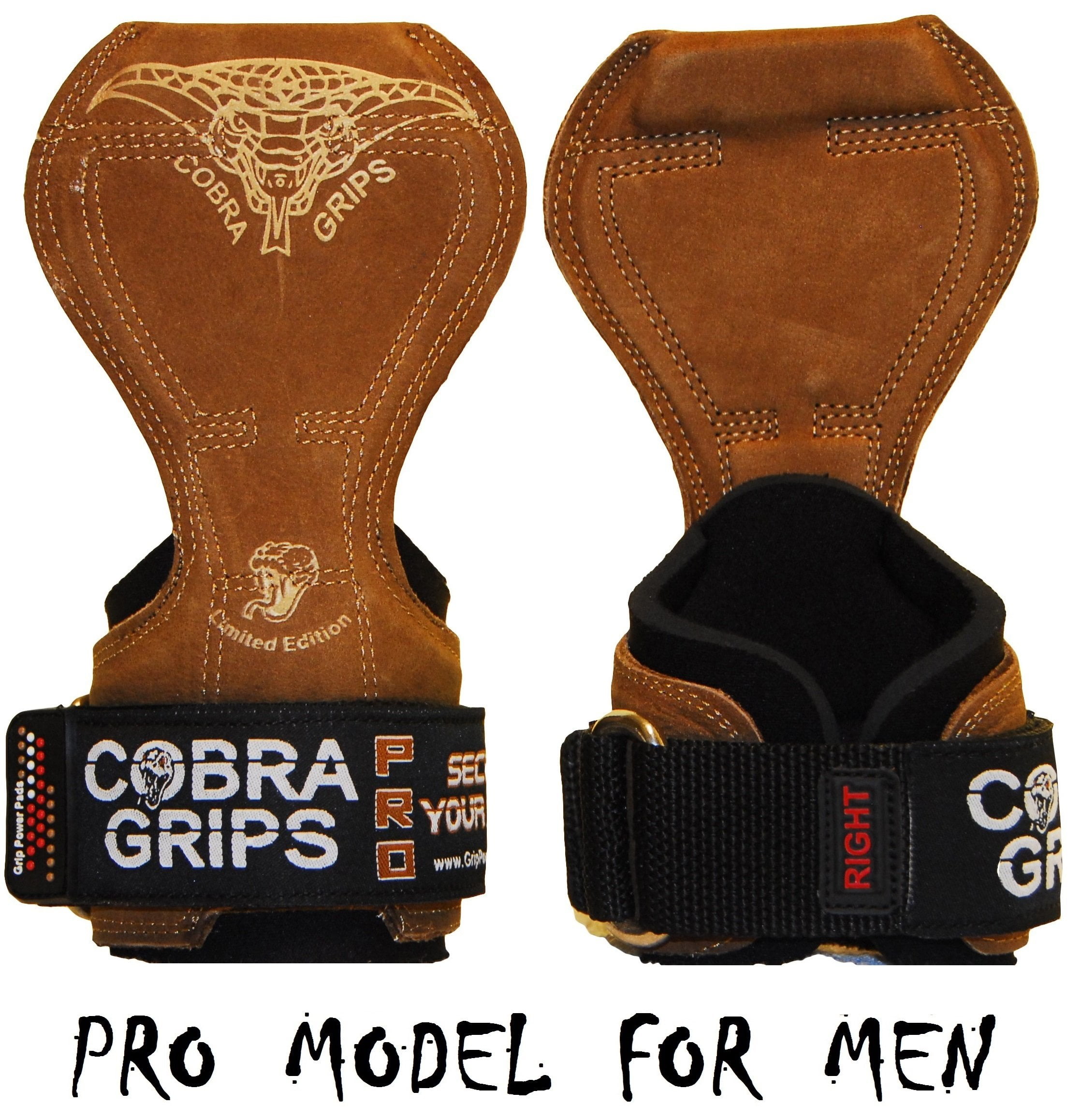 Cobra Grips PRO Leather Weight Lifting Gloves Heavy Duty Straps