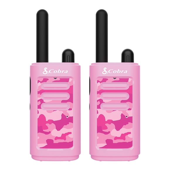Cobra HE150 Kid Friendly Walkie Talkies (Pink) - 16-Mile Range, 2 Channels Two-Way Radio Set, (2-Pack)
