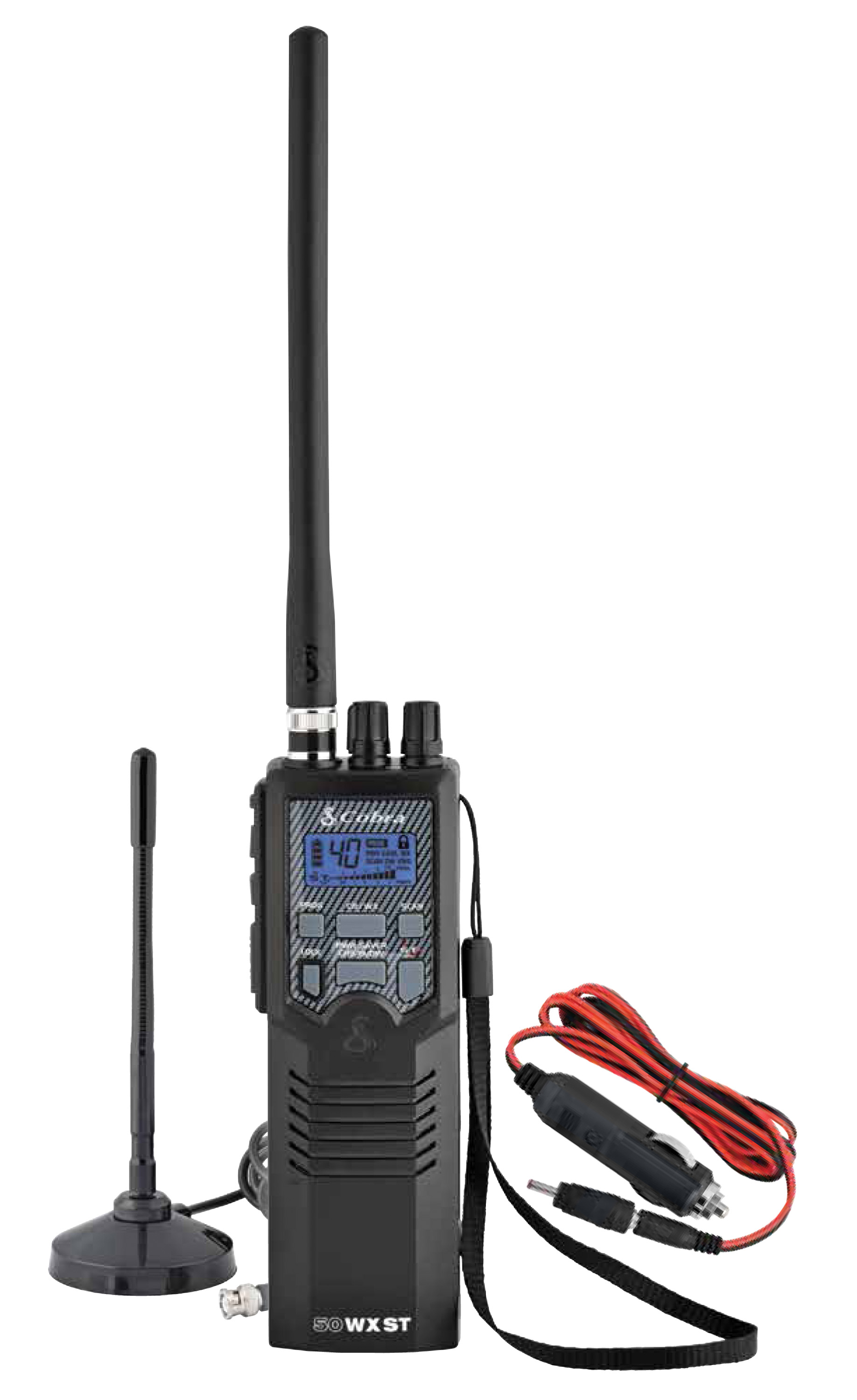 Cobra HHRT50 Road Trip Cb Radio,2-Way Handheld Cb Radio with Rooftop Magnet Mount Antenna, NOAA Channels, Dual Watch, 40 Channel, Black - image 1 of 5