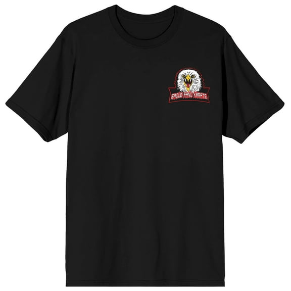 Cobra Kai 3 Eagle Fang Karate Pocket Logo Crew Neck Short Sleeve Men's Black T-shirt-Medium