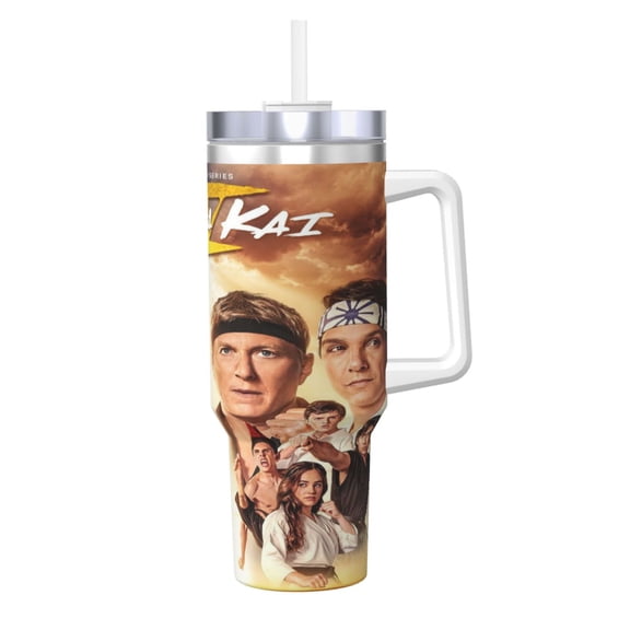 Cobra Kai 40 oz Tumbler With Handle and Straw, Stainless Steel Vacuum Travel Mug, Double Wall Vacuum Insulated Tumbler With Lid, Water Bottle for Gifts Party Office Coffee