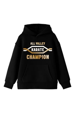 Cobra Kai All Valley Karate Champion Long Sleeve Youth Black Hooded Sweatshirt-XL