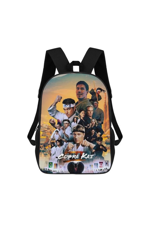 Cobra-Kai Backpack, Bookbag with Adjustable Shoulder Straps And Large Zip Compartment, Unisex Travel Bags 17 Inch
