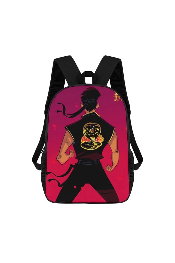 Cobra-Kai Backpack, Bookbag with Adjustable Shoulder Straps And Large Zip Compartment, Unisex Travel Bags 17 Inch