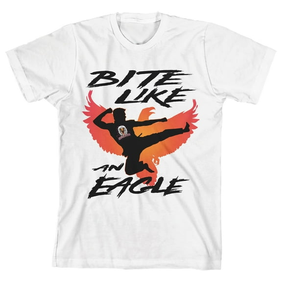 Cobra Kai Bite Like An Eagle Boy's White T-Shirt-Small