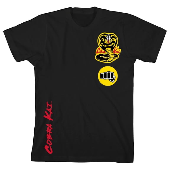 Cobra Kai Black Cobra Youth Basic Black Graphic Tee - S