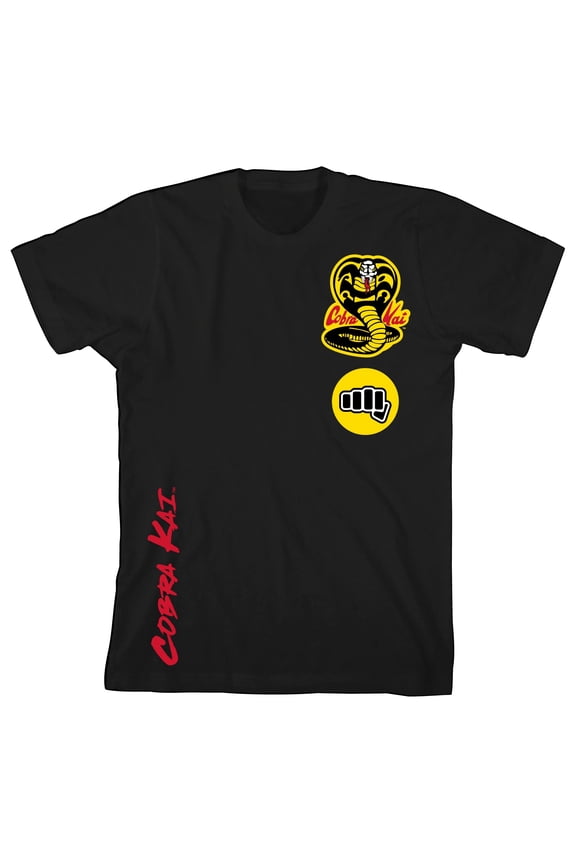 Cobra Kai Black Cobra Youth Basic Black Graphic Tee - S