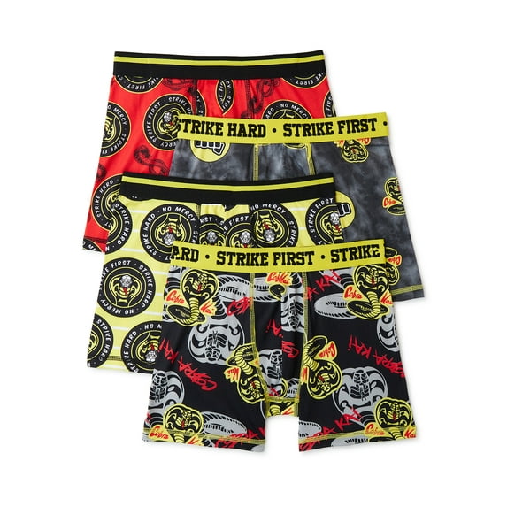 Cobra Kai Boys Boxer Brief Underwear, 4-Pack, Sizes 4-10