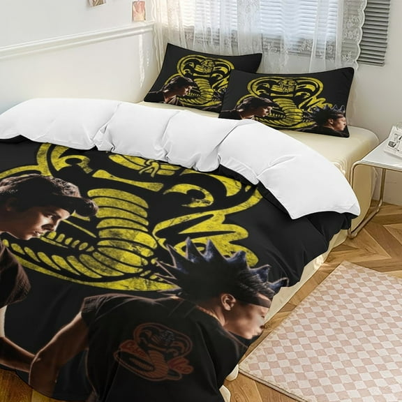 Cobra Kai Duvet Cover Sets Twin King Size for Kids Boys Girls, Soft Quilt Comforter Cover 3 Piece Set, Cute Bedding Sets 1 Duvet Cover and 2 Pillowcases, 86"x70"