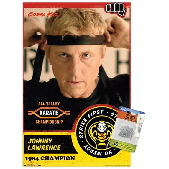 Cobra Kai - Johnny Wall Poster with Push Pins, 14.725" x 22.375"