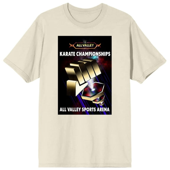 Cobra Kai Karate Champions All Valley Sports Arena Men's Natural Graphic Tee-Medium