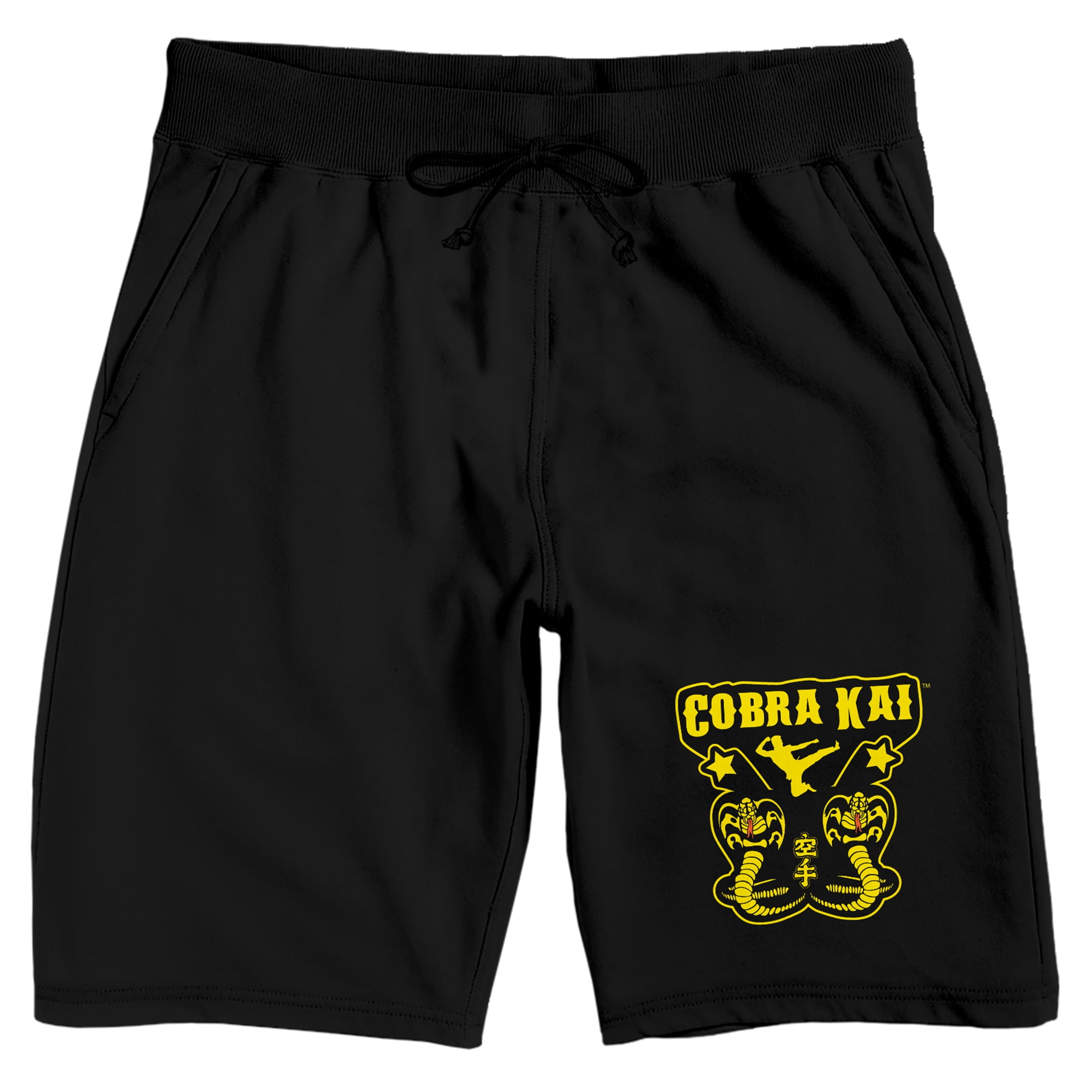 Cobra Kai Logo With Two Snakes and a Star Men's Black Sleep Shorts ...