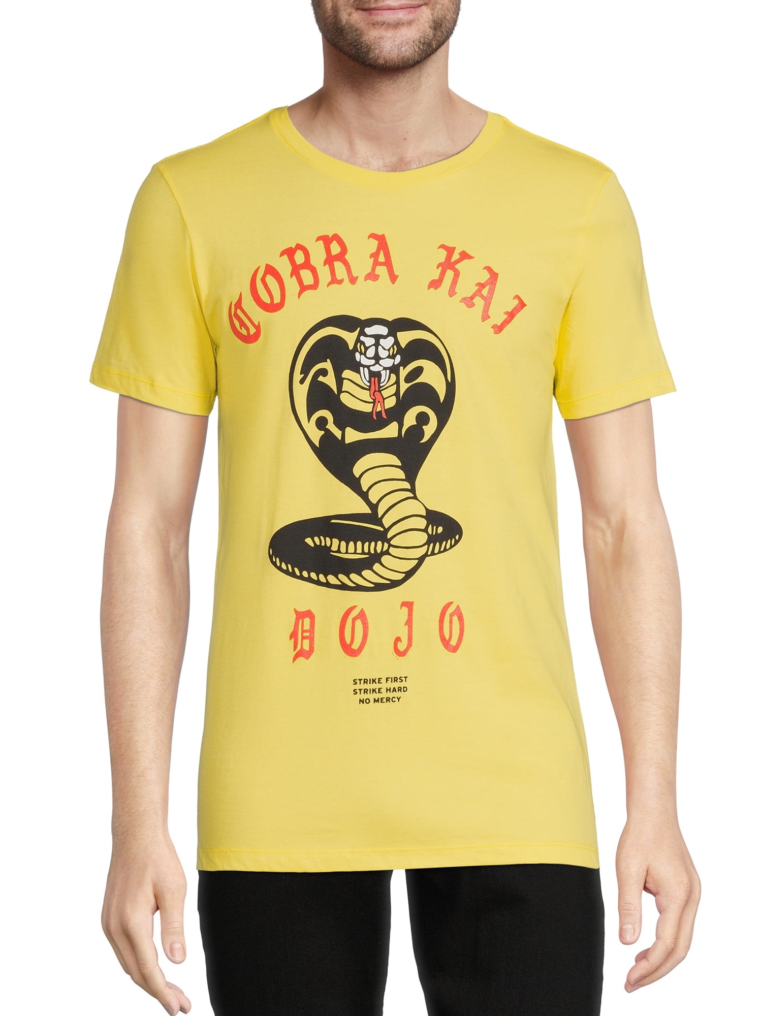 Cobra Kai Men's & Big Men's Yellow Graphic Tee with Short Sleeves, S ...