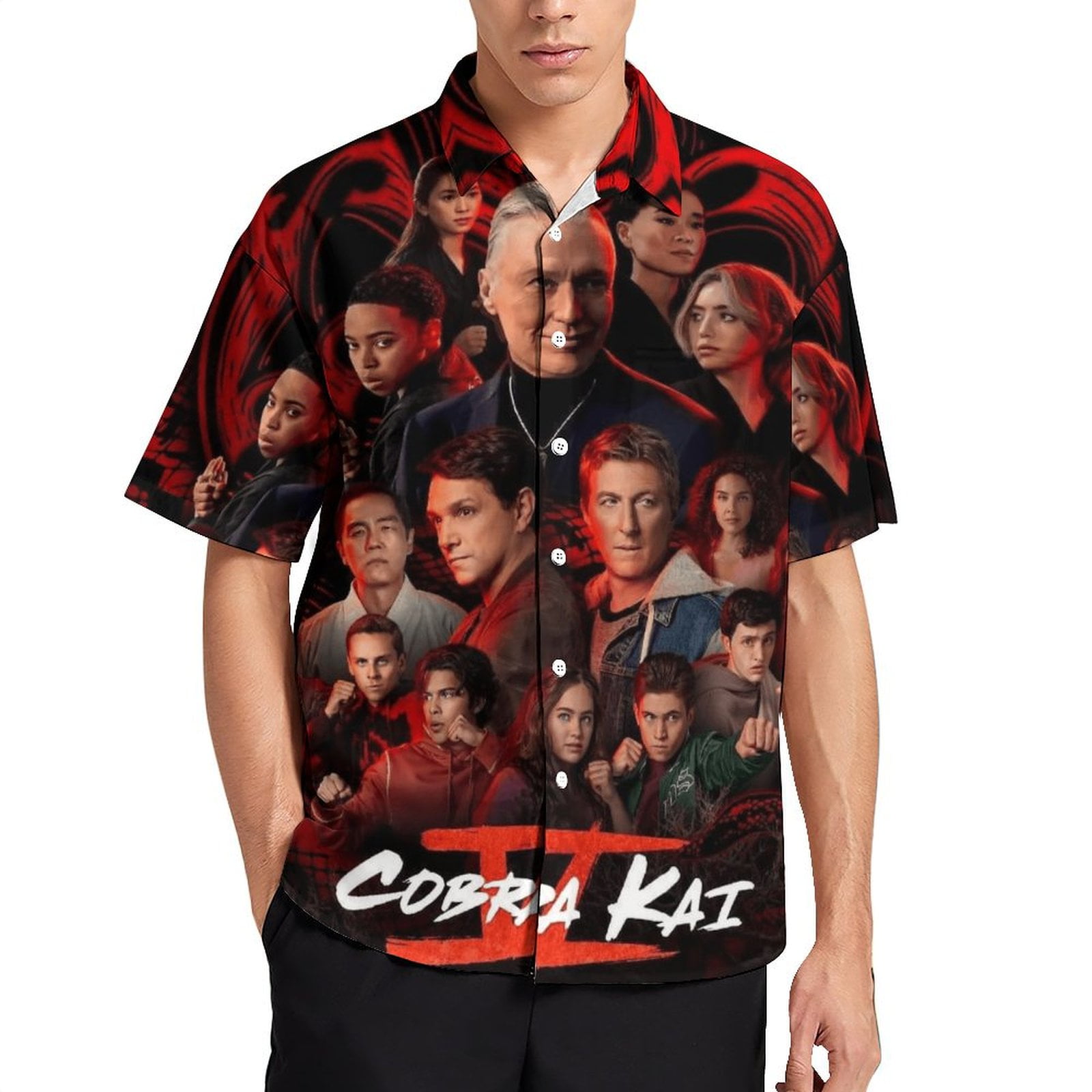 Cobra Kai Men's Hawaiian Shirt Short Sleeve Casual Summer Beach Aloha ...