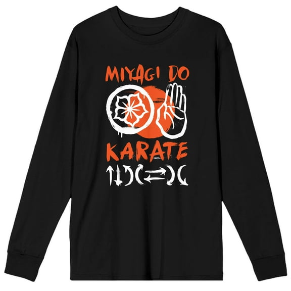 Cobra Kai Miyagi-Do Karate Logo Men's Black Long Sleeve Shirt-XS