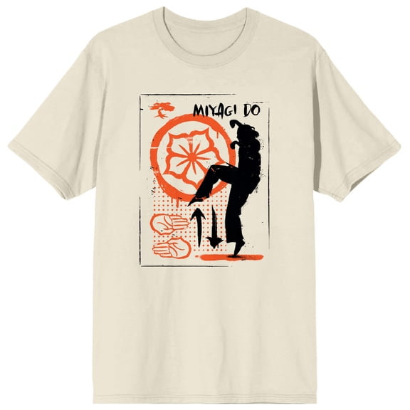 Cobra Kai Miyagi Do Silhouette Karate Pose Men's Natural T-shirt-XL