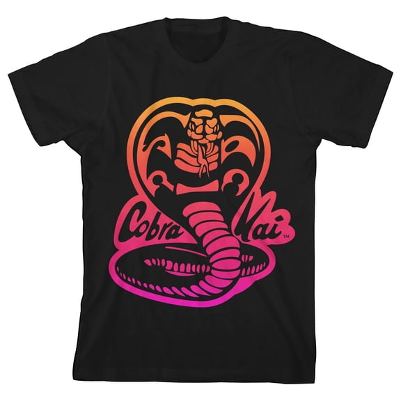Cobra Kai Neon Logo Boy's Black T-Shirt-XS