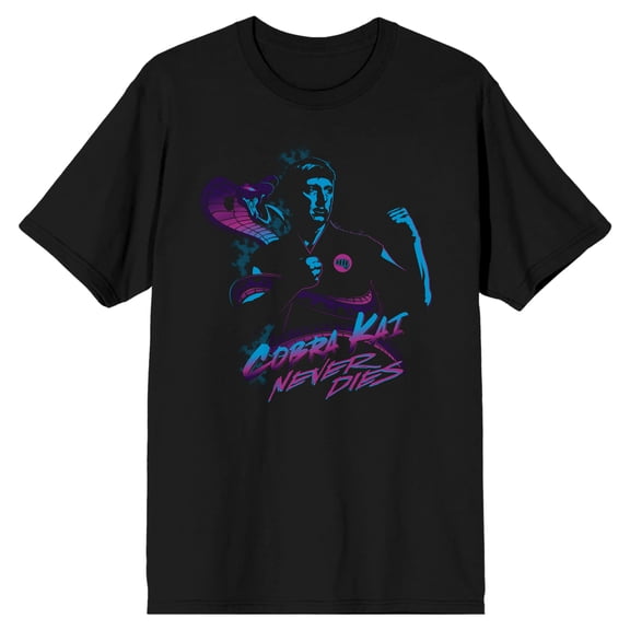 Cobra Kai Never Dies Adult Black T-shirt-6XL
