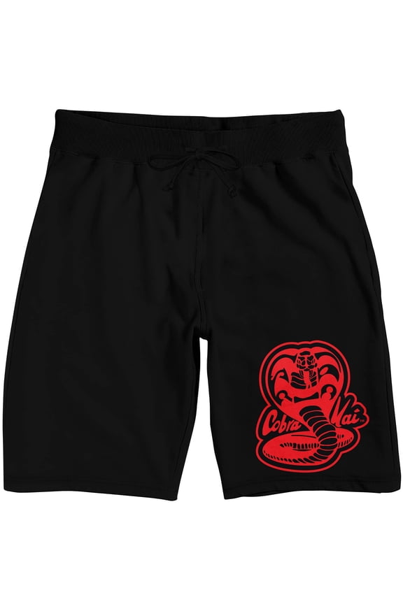 Cobra Kai Snake Logo Men's Black Graphic Sleep Shorts-XXL