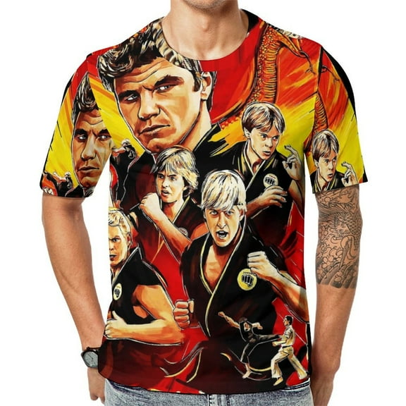 Cobra Kai T-Shirt Full Print Short Sleeve Crew Neck Casual Novelty Graphic Tee Shirt Tops for Men Women M
