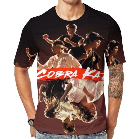 Cobra Kai T-Shirt Full Print Short Sleeve Crew Neck Casual Novelty Graphic Tee Shirt Tops for Men Women XL
