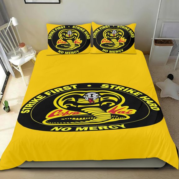Cobra Kai cotton bed linen trio, three-piece, cozy and skin-friendly, anti-fade inks, ideal gifts for family, friends, fans, 68x86 in (173*218 cm).