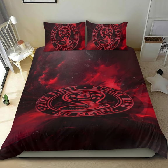 Cobra Kai themed bed sheet set, cotton, three pieces, comfortable and skin-friendly, durable design, gifts for family, friends, fans, 55x79 in (140*200 cm).