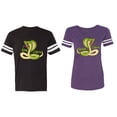 thumbnail image 1 of Cobra King Queen Matching Couple Cotton Jerseys (Men Black / Women Purple) (Men M / Women XXL), 1 of 3