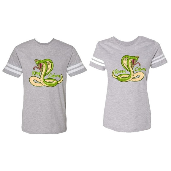 Cobra King Queen Matching Couple Cotton Jerseys (Men Heather / Women Heather) (Men XL / Women S)