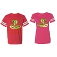 thumbnail image 1 of Cobra King Queen Matching Couple Cotton Jerseys (Men Red / Women Pink) (Men XL / Women XXL), 1 of 3
