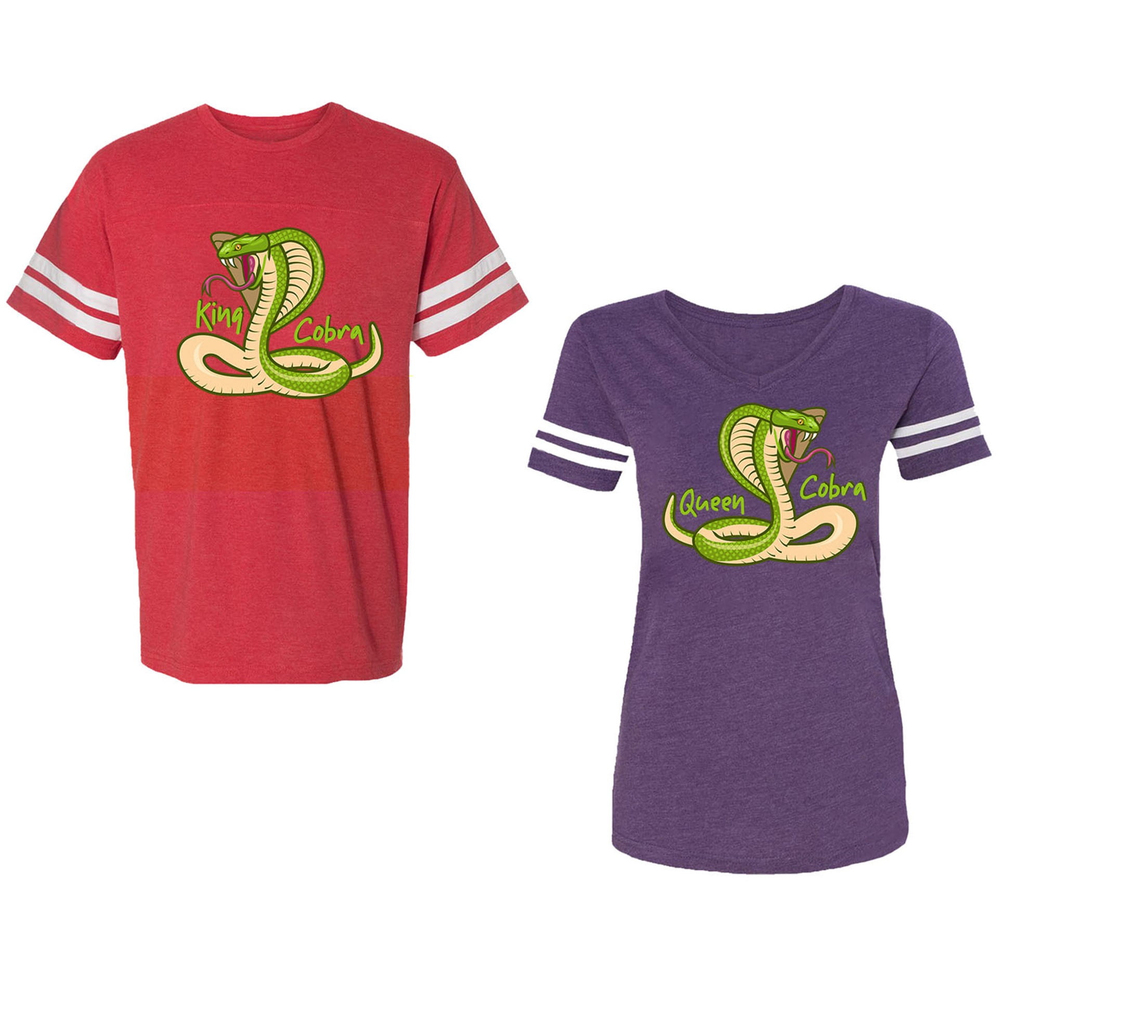 Cobra King Queen Unisex Couple Matching Cotton Jersey style T-Shirt ...