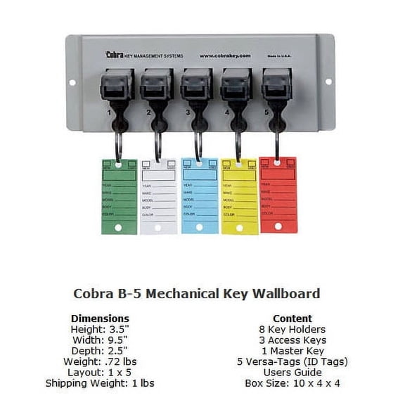 Cobra Mechanical WallBoards 5 Unit Cobra Key System
