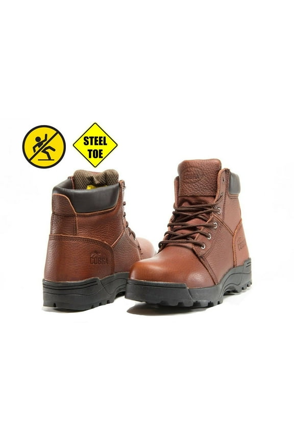 Cobra Men's Work Boot Steel Toe Genuine Leather C1121S Brown Goodyear Welt