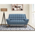 thumbnail image 1 of Cobra Mid-Century Modern Loveseat in Blue Linen Walnut Legs, 1 of 1