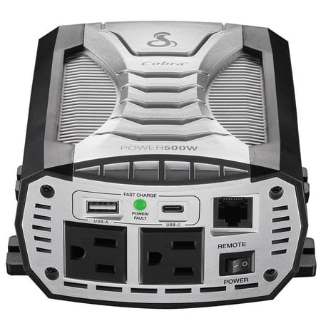 Cobra - POWER 500 Watt Power Inverter with Fast Charge USB - Black