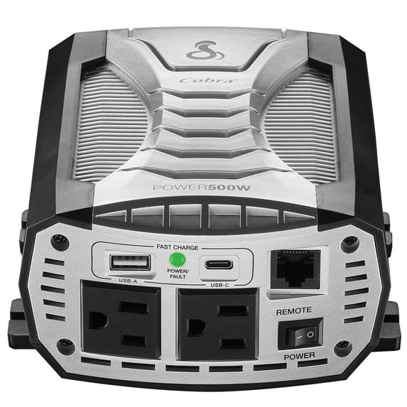 Cobra CPI 500W POWER 500W Portable Power Inverter – 500-Watt Car Charger with 2 AC Outlets, 2 Fast Charge USB Ports, Remote Controller Compatible