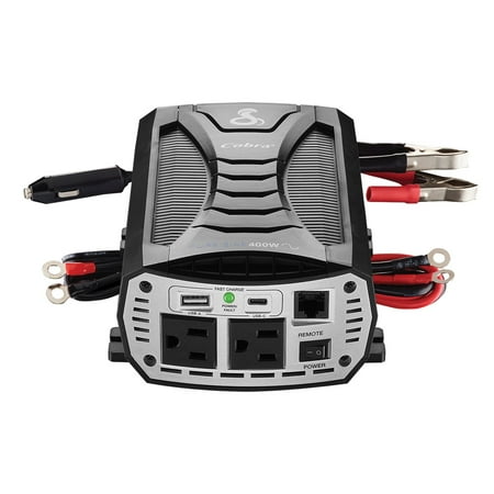 Cobra - PURE SINE 400 Watt Power Inverter with Fast Charge USB - Black